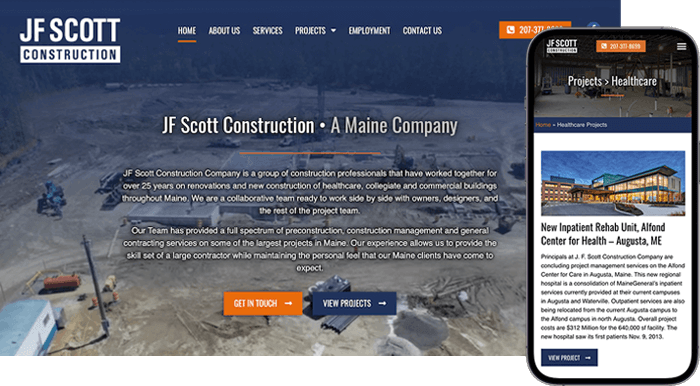 jf scott commercial construction desktop and mobile websites