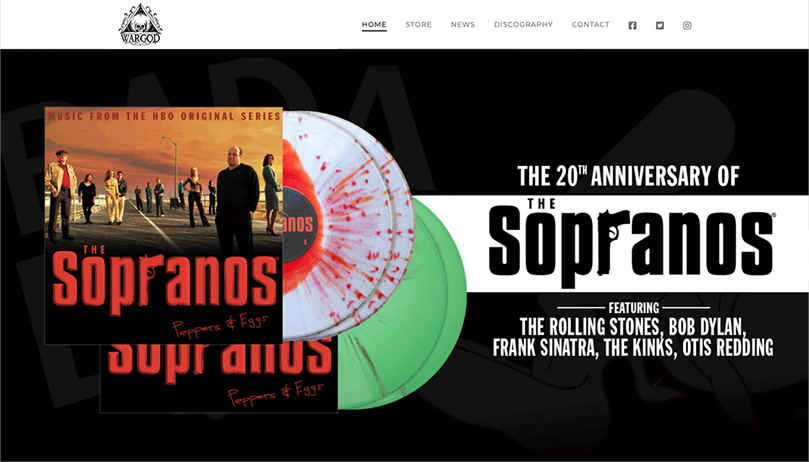 wargod records desktop website home page the sopranos