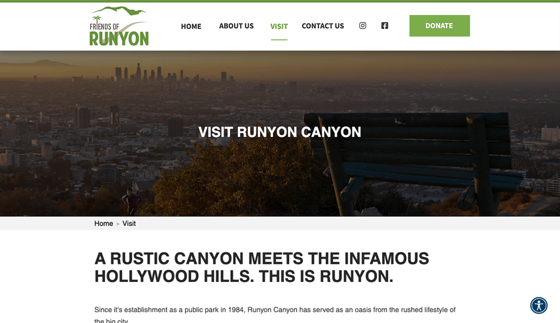friends of runyon canyon desktop website visit page