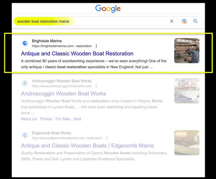 brightside marine seo keywords google search data