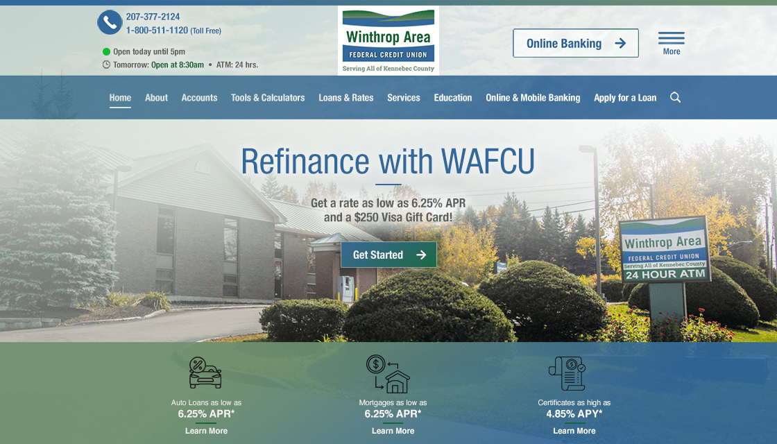 winthrop area federal credit union desktop website