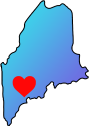 lewiston on a maine map with a heart